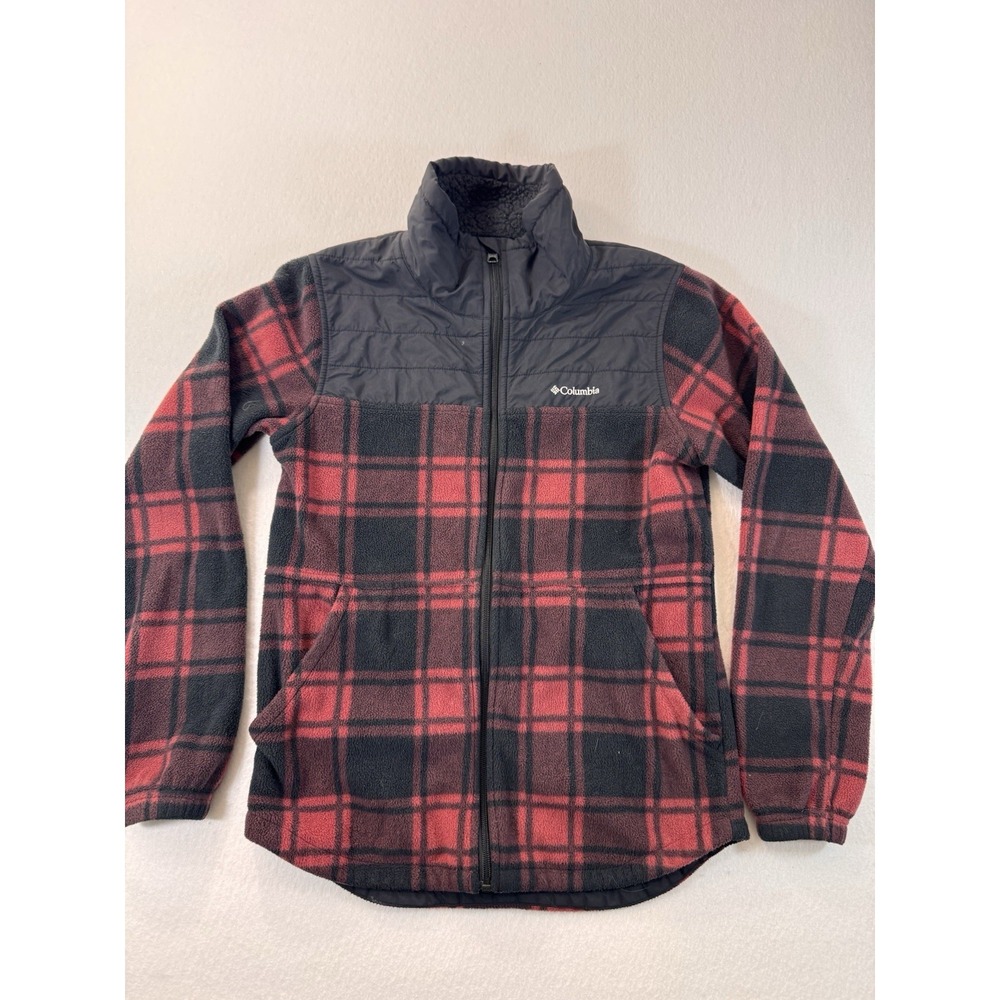 Columbia Sawyer Rapids 2.0 Fleece Jacket Womens XS Red Black Flannel Hiking